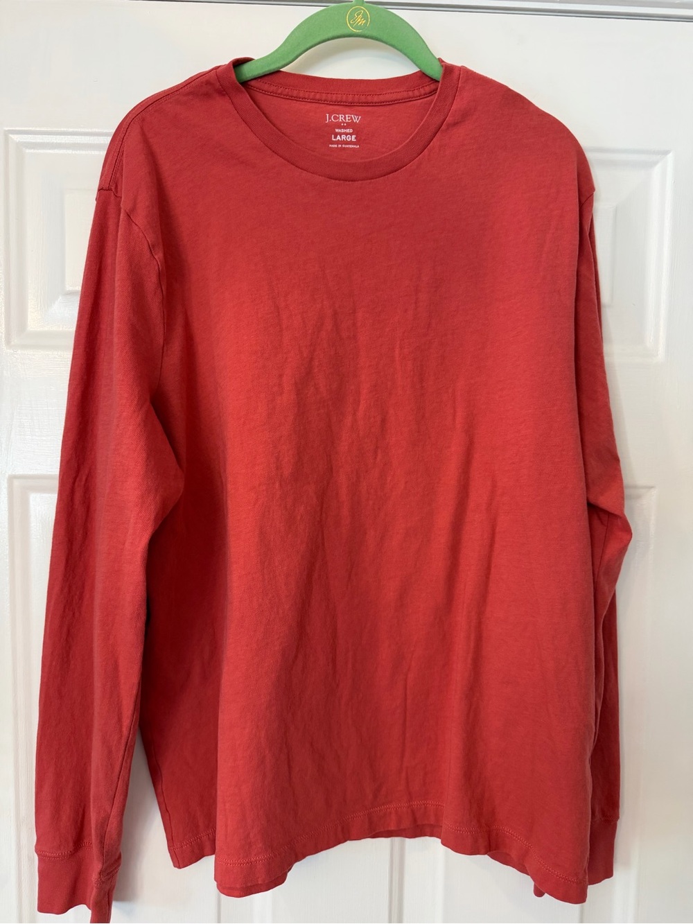 J. Crew Washed Crewneck long sleeve crew neck Tee in Red. Size Large